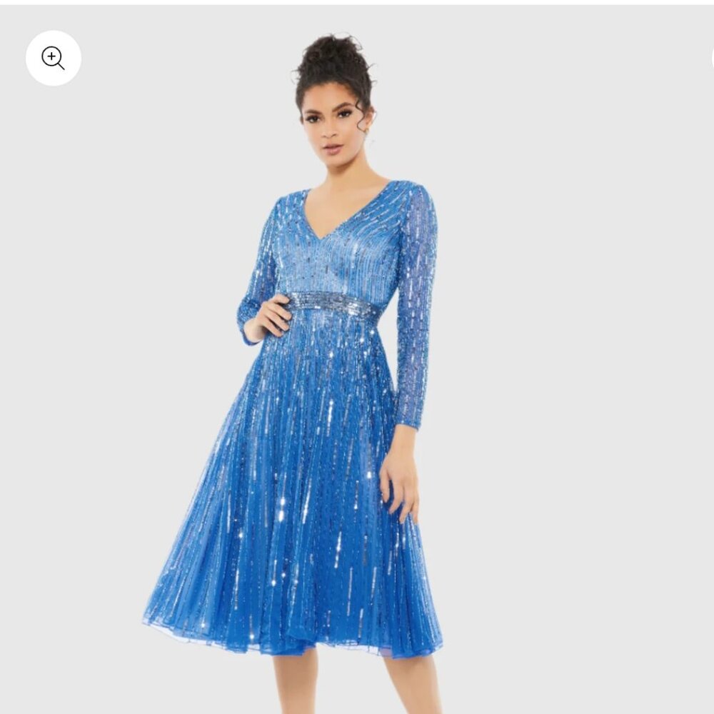 Mac Duggal New with tags Sequin Blue Dress Size 10 Mother of Bride/Groom